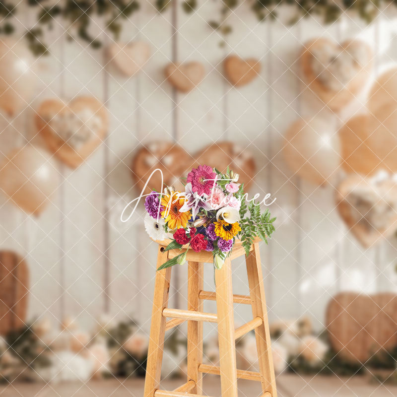 Aperturee - Aperturee Rustic Wood Wall Balloons Valentines Vibe Backdrop