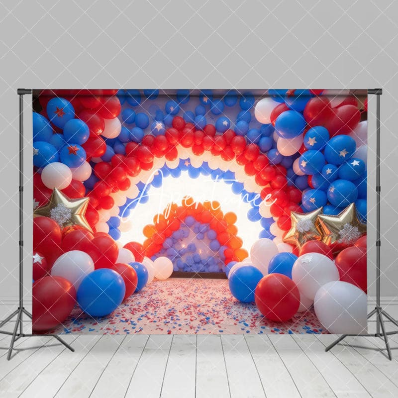 Aperturee - Aperturee Rwb Balloons Independence Day Cake Smash Backdrop