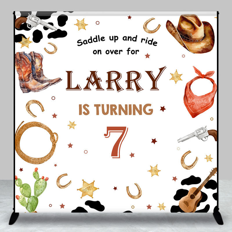 Aperturee - Aperturee Saddle Up Ride Cowboy Custom 7th Birthday Backdrop