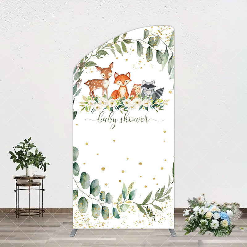 Aperturee - Aperturee Safari Animals Plant Leaf Baby Shower Arch Backdrop