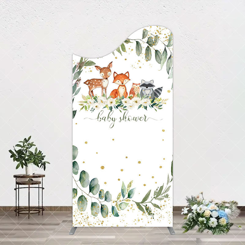 Aperturee - Aperturee Safari Animals Plant Leaf Baby Shower Arch Backdrop