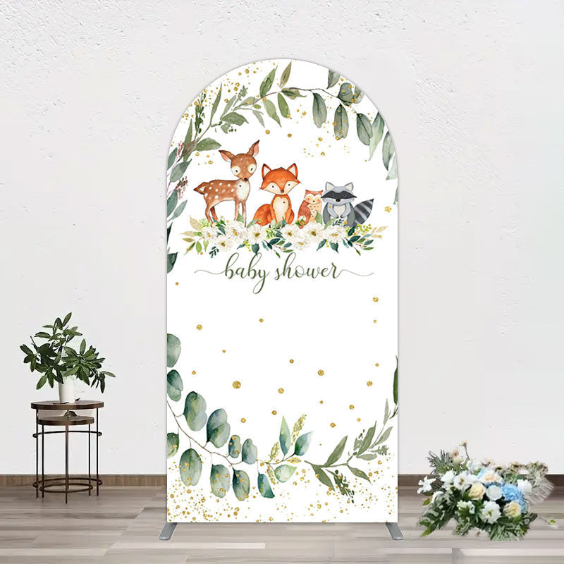 Aperturee - Aperturee Safari Animals Plant Leaf Baby Shower Arch Backdrop