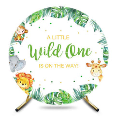 Aperturee - Aperturee Safari Animals Plant Wild One Round Birthday Backdrop