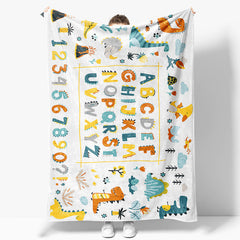 Aperturee - Aperturee Safari Educational Alphabet Custom Name Blanket