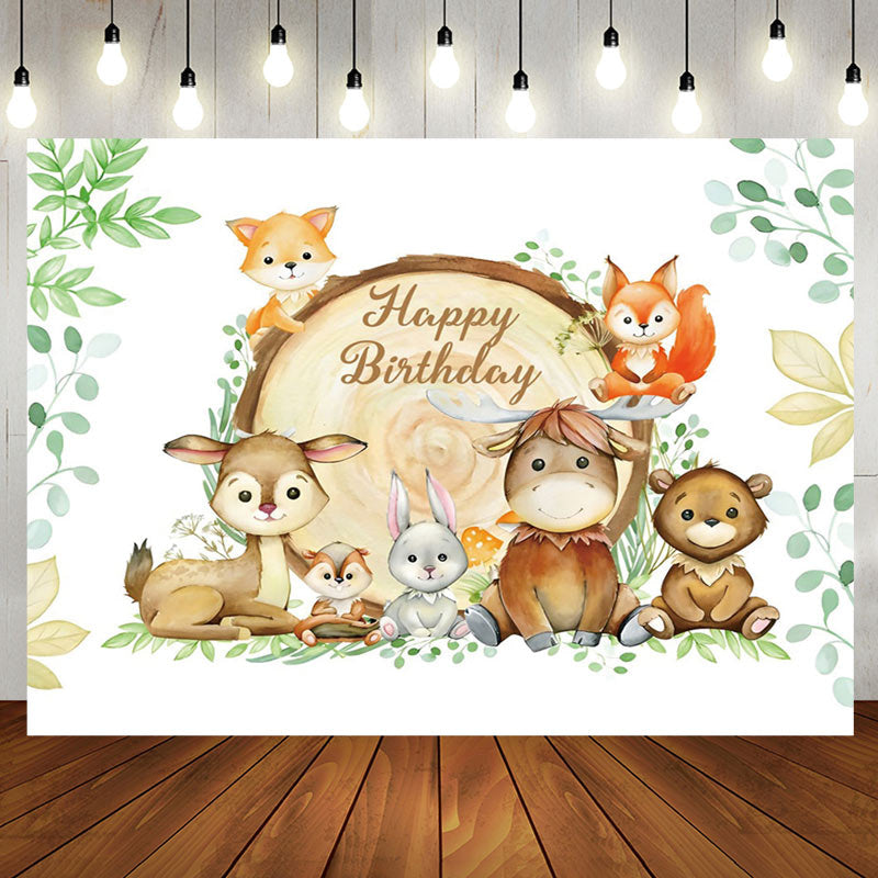 Aperturee - Aperturee Safari Wild Animals Green Birthday Party Backdrop