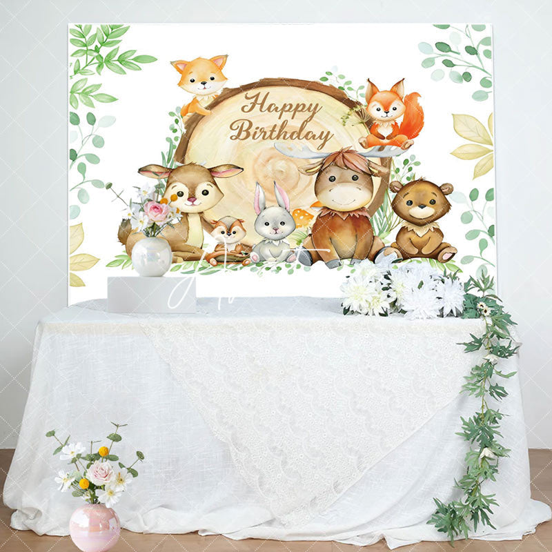 Aperturee - Aperturee Safari Wild Animals Green Birthday Party Backdrop