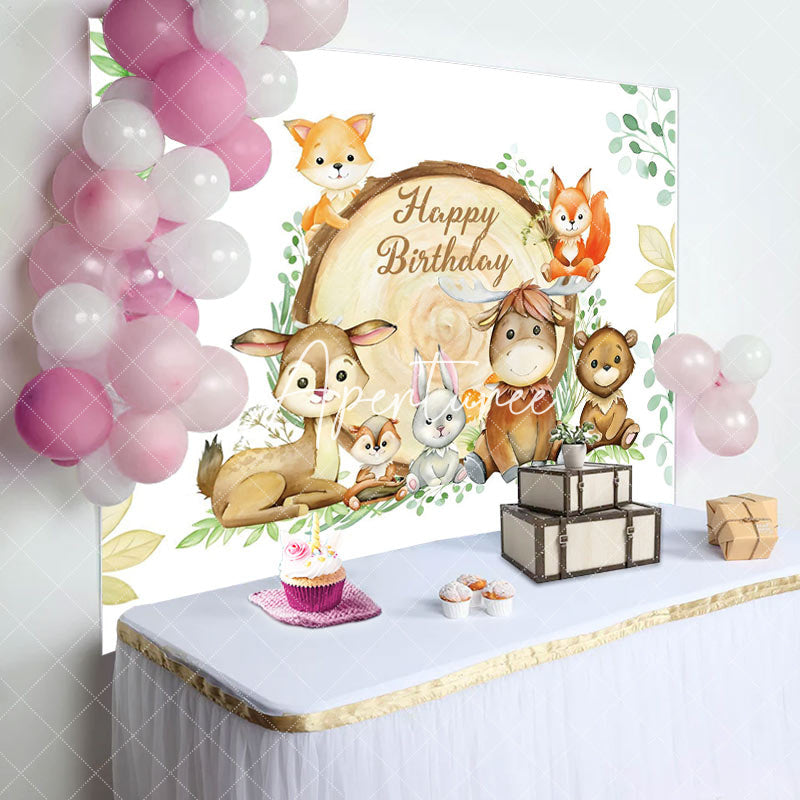 Aperturee - Aperturee Safari Wild Animals Green Birthday Party Backdrop