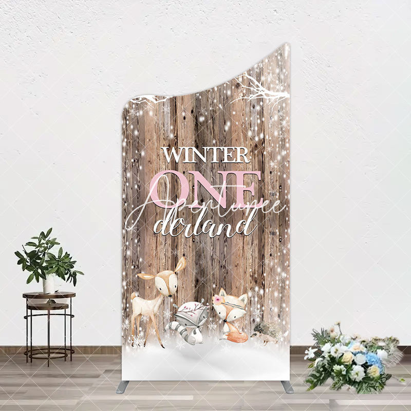 Aperturee - Aperturee Safari Wooden Snowy Winter Onederland Arch Backdrop