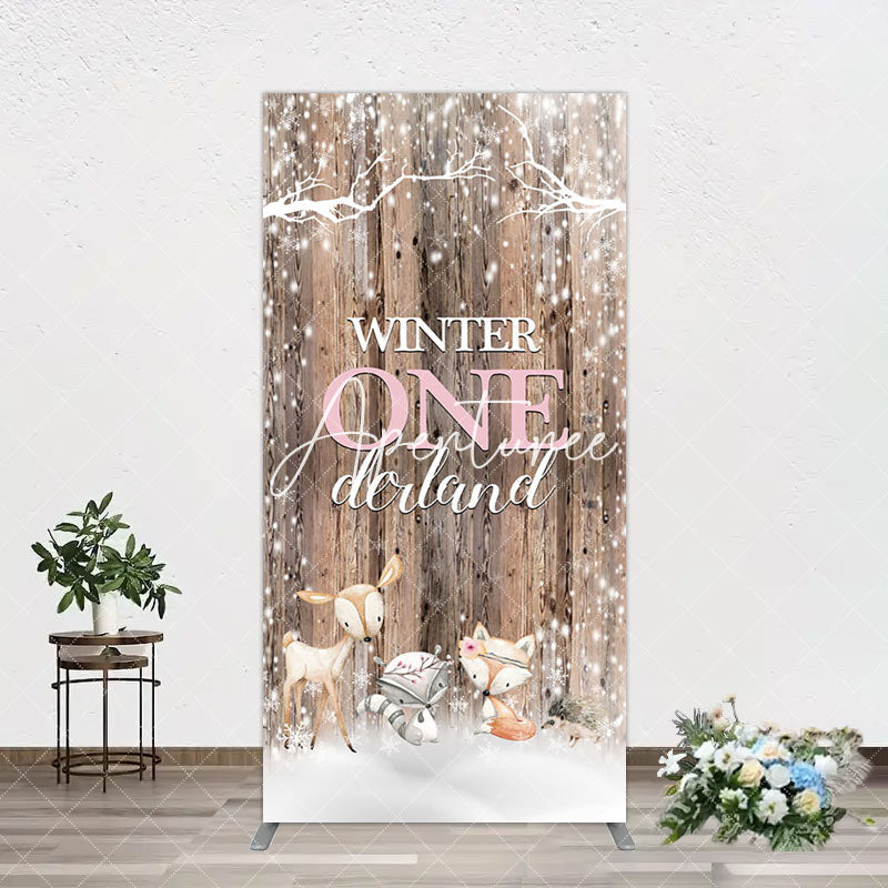 Aperturee - Aperturee Safari Wooden Snowy Winter Onederland Arch Backdrop