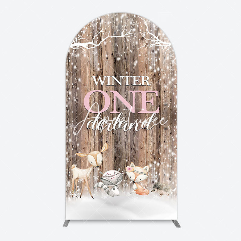 Aperturee - Aperturee Safari Wooden Snowy Winter Onederland Arch Backdrop