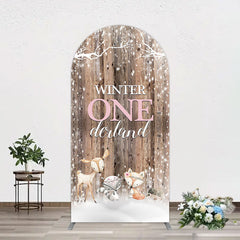 Aperturee - Aperturee Safari Wooden Snowy Winter Onederland Arch Backdrop