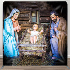 Aperturee - Aperturee Saint Virgin Mary Joseph Xmas Pillow Case Backdrop