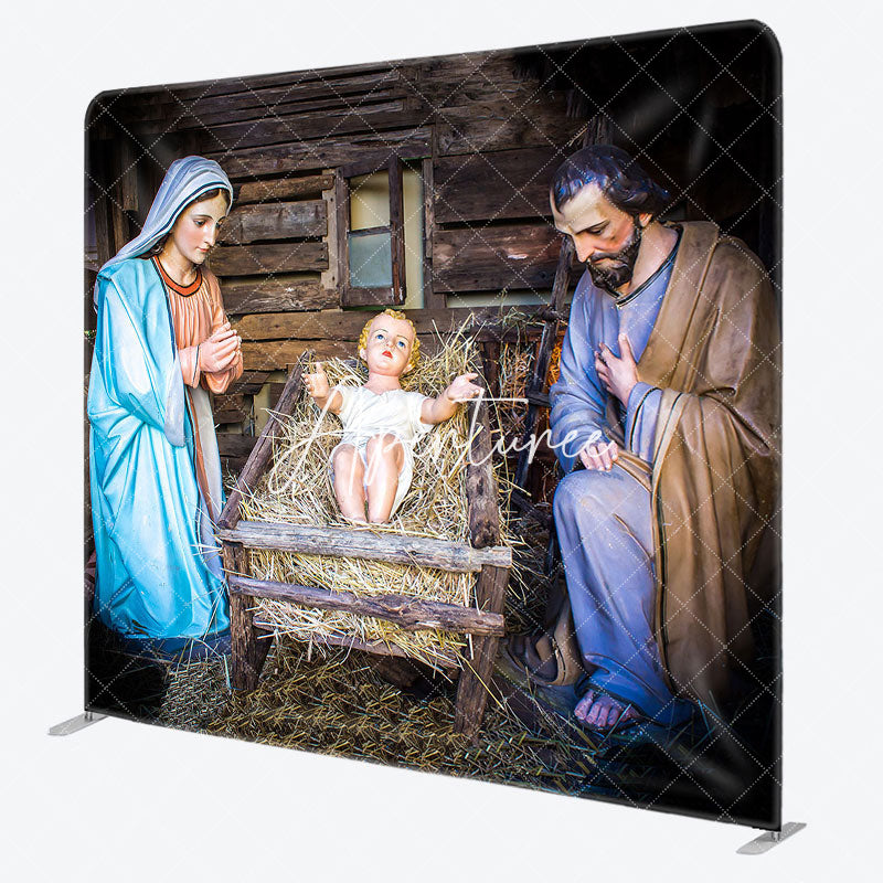 Aperturee - Aperturee Saint Virgin Mary Joseph Xmas Pillow Case Backdrop