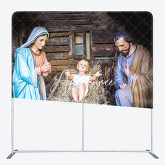 Aperturee - Aperturee Saint Virgin Mary Joseph Xmas Pillow Case Backdrop