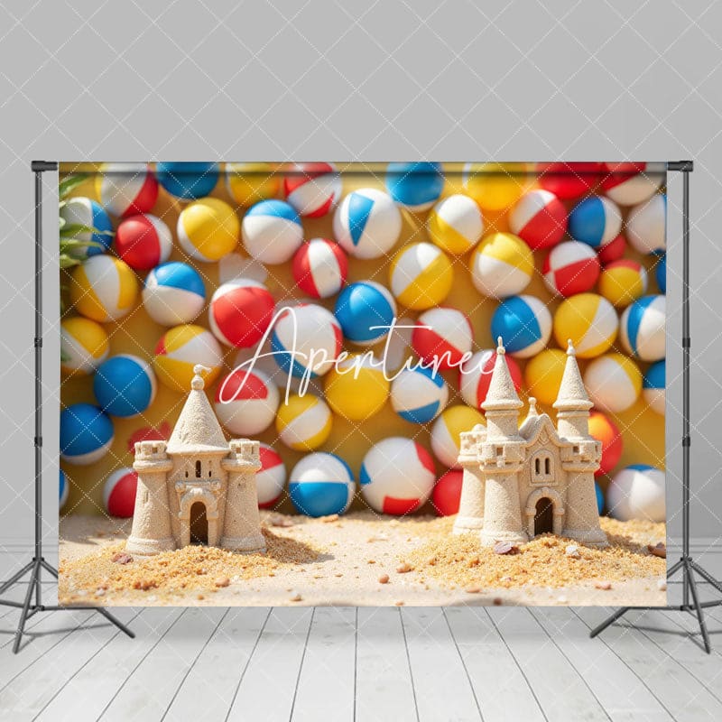 Aperturee - Aperturee Sand Castle Beach Volleyball Wall Cake Smash Backdrop