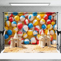 Aperturee - Aperturee Sand Castle Beach Volleyball Wall Cake Smash Backdrop