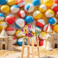 Aperturee - Aperturee Sand Castle Beach Volleyball Wall Cake Smash Backdrop