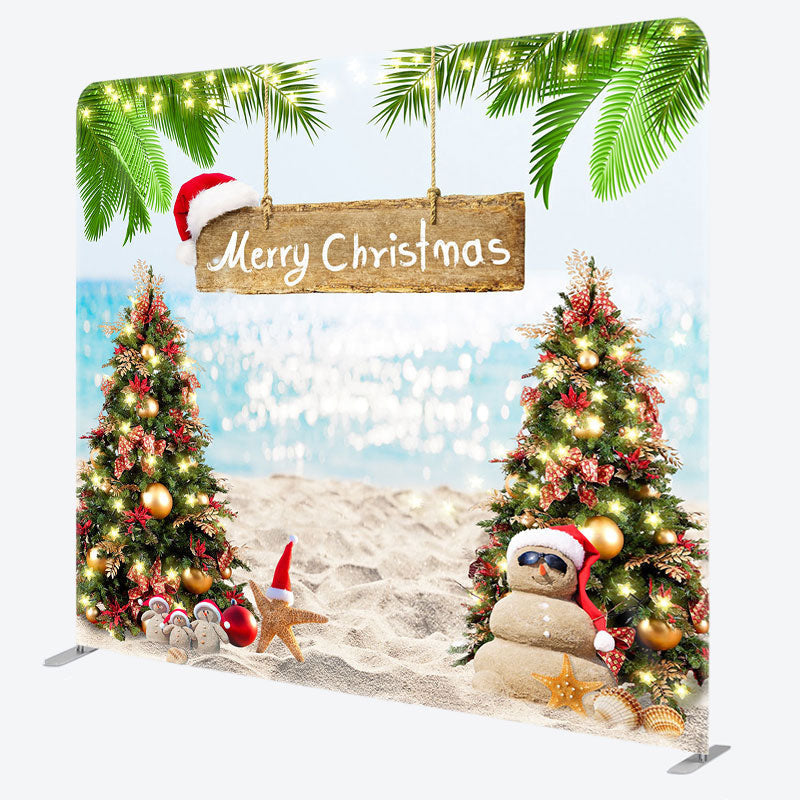 Aperturee - Aperturee Sandy Beach Bokeh Merry Summer Christmas Backdrop