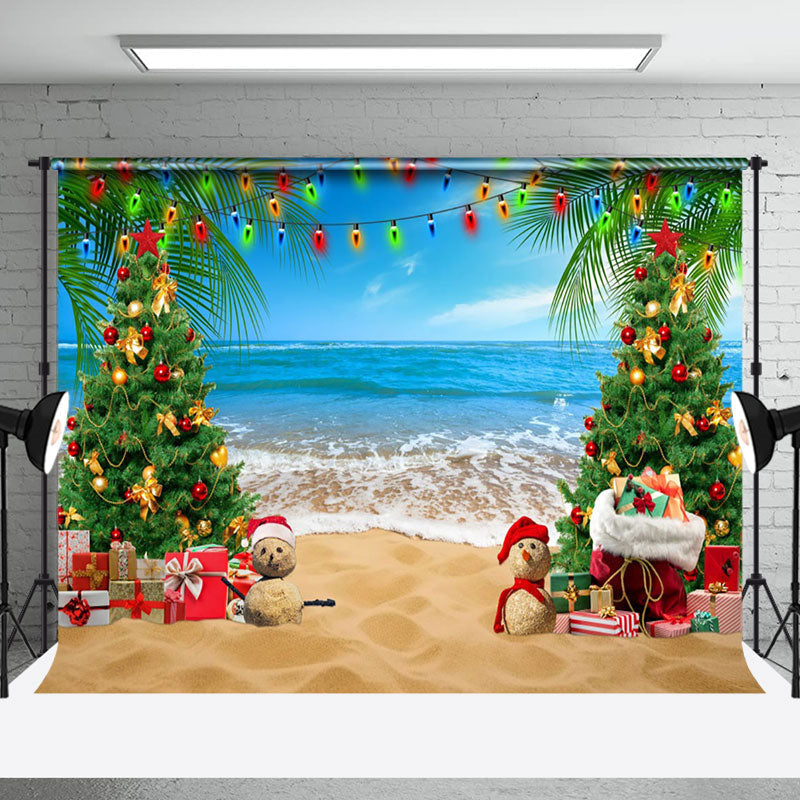 Aperturee - Aperturee Sandy Beach Trees Festive Christmas In July Backdrop