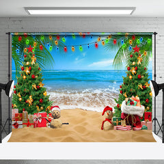 Aperturee - Aperturee Sandy Beach Trees Festive Christmas In July Backdrop