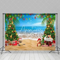 Aperturee - Aperturee Sandy Beach Trees Festive Christmas In July Backdrop