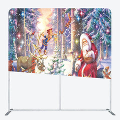 Aperturee - Aperturee Santa Animals Forest Holiday Tension Fabric Backdrop