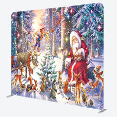 Aperturee - Aperturee Santa Animals Forest Holiday Tension Fabric Backdrop