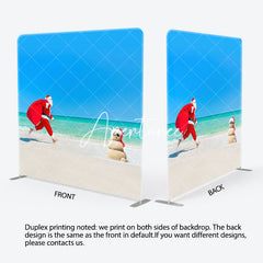 Aperturee - Aperturee Santa Beach Christmas Double-Sided Square Backdrop