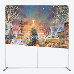 Aperturee - Aperturee Santa Carriage Xmas Town Double-Sided Square Backdrop