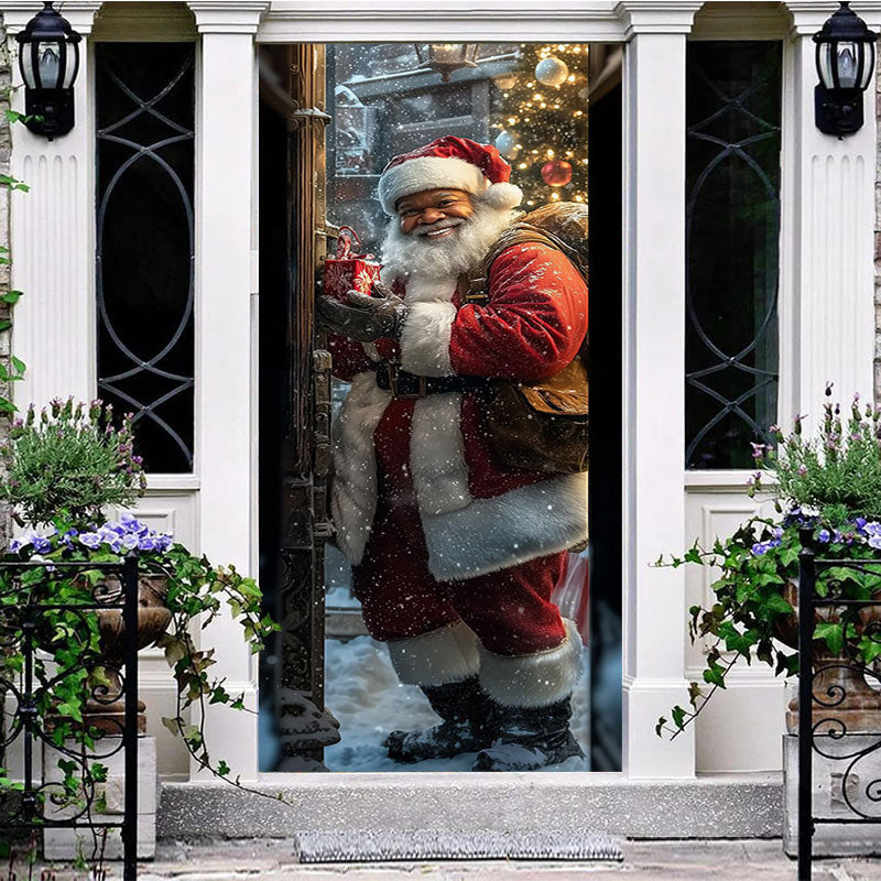 Aperturee - Aperturee Santa Claus Delivering Gifts Christmas Door Cover