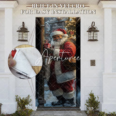 Aperturee - Aperturee Santa Claus Delivering Gifts Christmas Door Cover