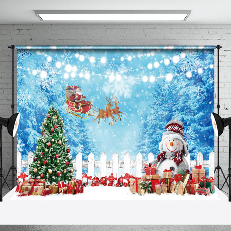 Aperturee - Aperturee Santa Claus Snow Forest Christmas Photo Backdrop