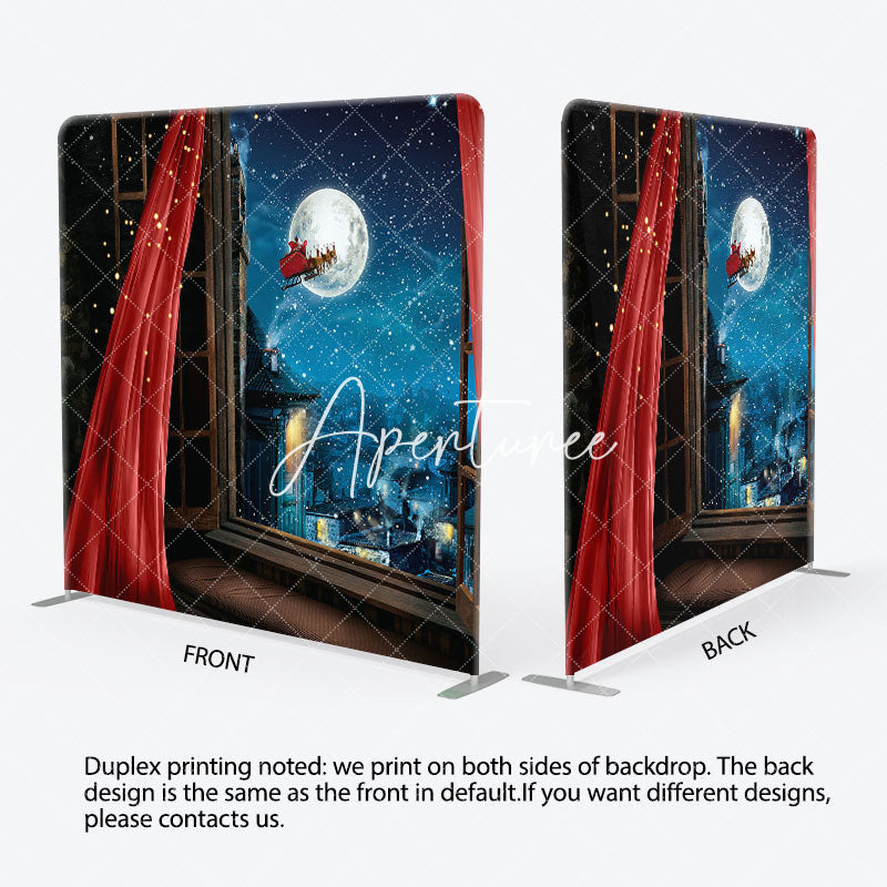 Aperturee - Aperturee Santa Moon Night Pillow Case Christmas Backdrop