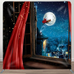 Aperturee - Aperturee Santa Moon Night Pillow Case Christmas Backdrop