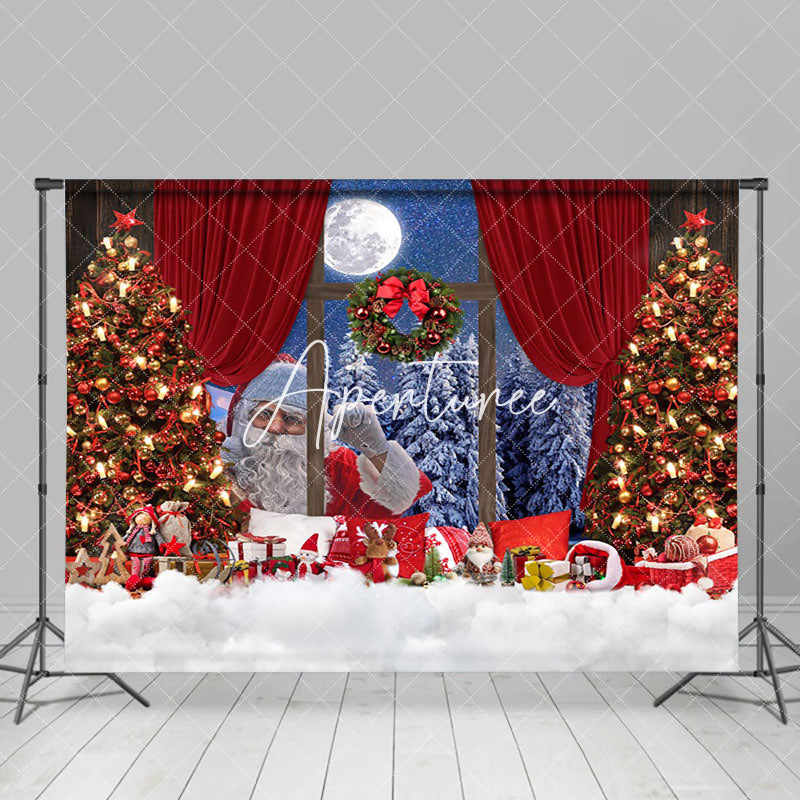 Aperturee - Aperturee Santa Outside Window Snow Festive Christmas Backdrop