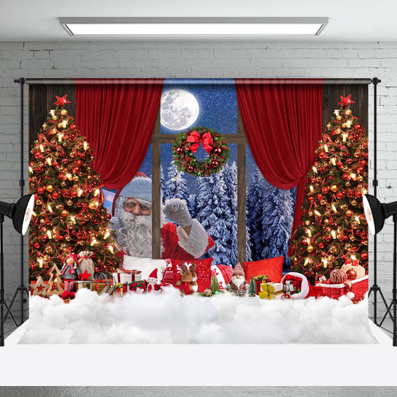 Aperturee - Aperturee Santa Outside Window Snow Festive Christmas Backdrop