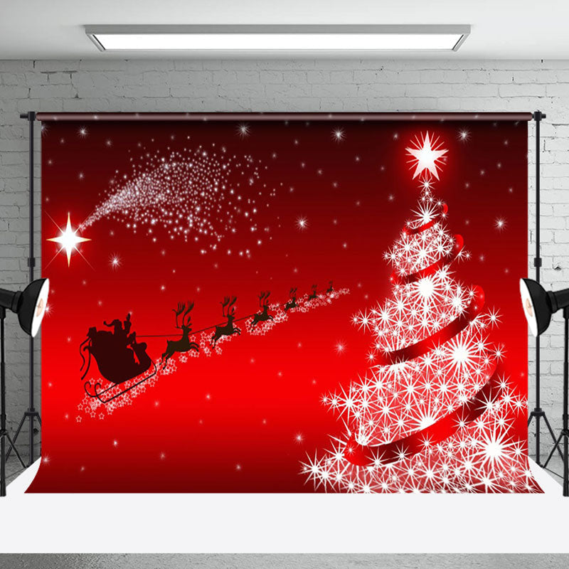 Aperturee - Aperturee Santa Reindeer Snowy Christmas Night Party Backdrop