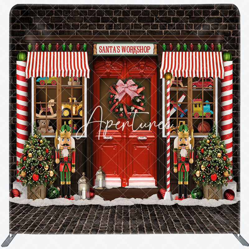 Aperturee - Aperturee Santas Workshop Merry Christmas Pillow Case Backdrop