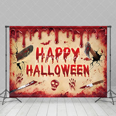 Aperturee - Aperturee Saw Bloody Night Skeleton Happy Halloween Backdrop