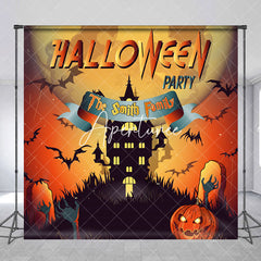 Aperturee - Aperturee Scary Castle Cemetery Custom Name Halloween Backdrop