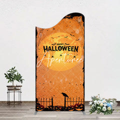 Aperturee - Aperturee Scary Orange Halloween Moon Night Arch Backdrop