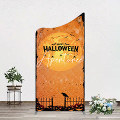 Aperturee - Aperturee Scary Orange Halloween Moon Night Arch Backdrop