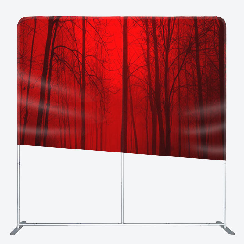 Aperturee - Aperturee Scary Red Fog Forest Fabric Backdrop For Party Decor