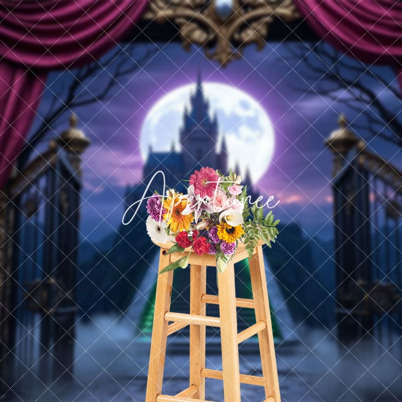 Aperturee - Aperturee Scary Wild Castle Curtaim Gate Cake Smash Backdrop