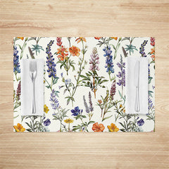 Aperturee - Aperturee Scattered Colorful Wildflower Set Of 4 Placemats