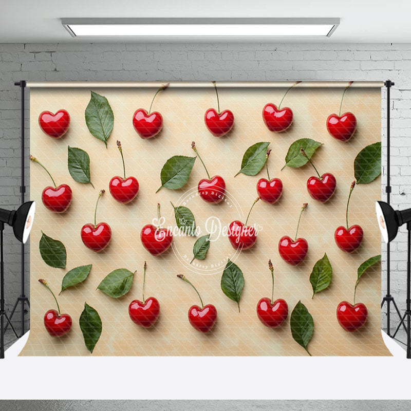 Aperturee - Aperturee Scattered Red Love Cherry Valentines Day Backdrop