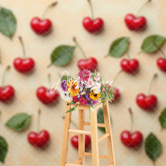 Aperturee - Aperturee Scattered Red Love Cherry Valentines Day Backdrop