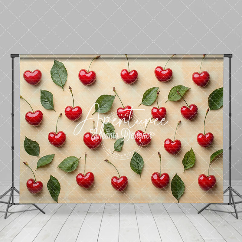 Aperturee - Aperturee Scattered Red Love Cherry Valentines Day Backdrop