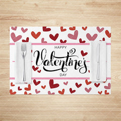 Aperturee - Aperturee Scattered Red Love Valentines Day Set Of 4 Placemats