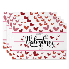 Aperturee - Aperturee Scattered Red Love Valentines Day Set Of 4 Placemats